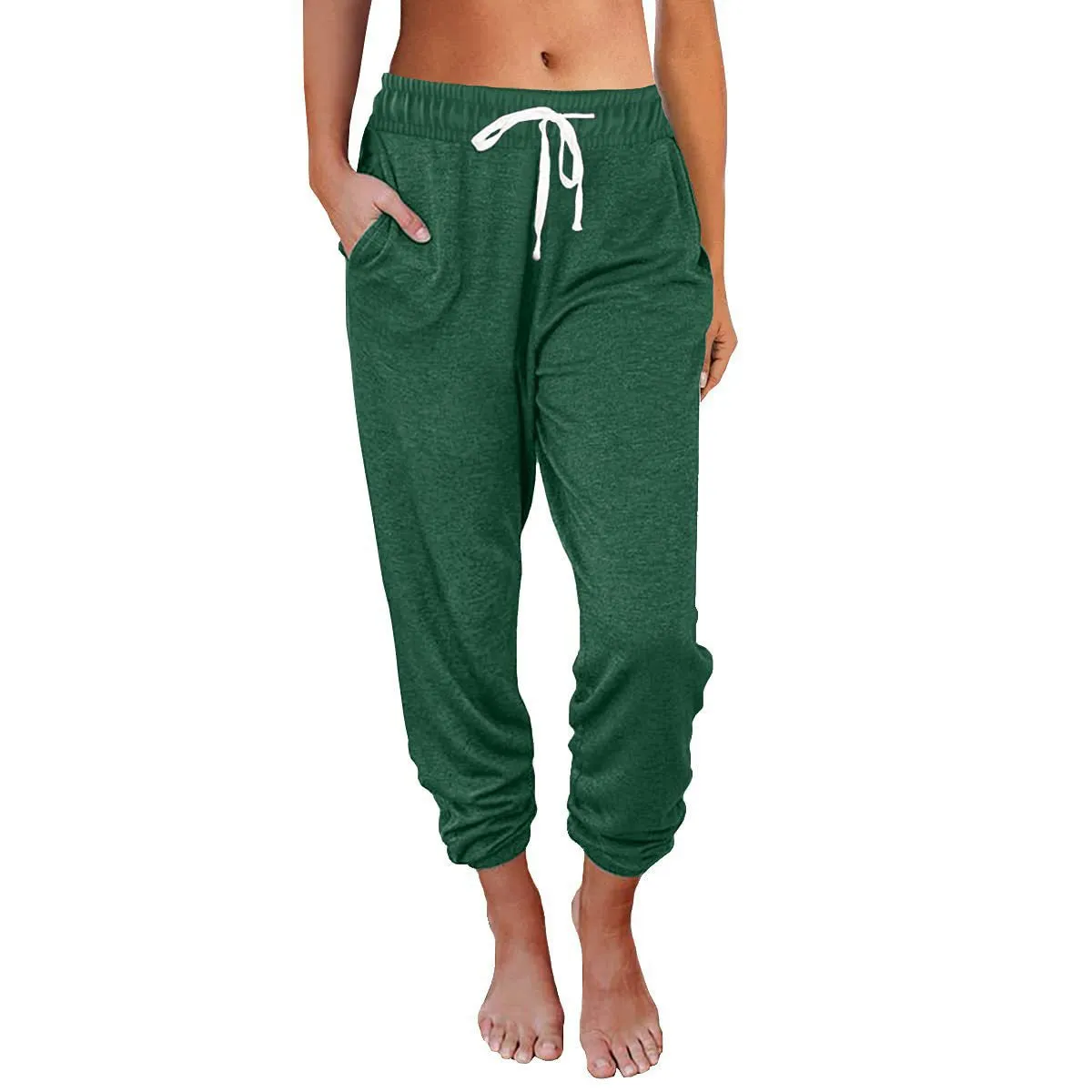 Women's Casual Loose Pocket High Waist Ankle Pants