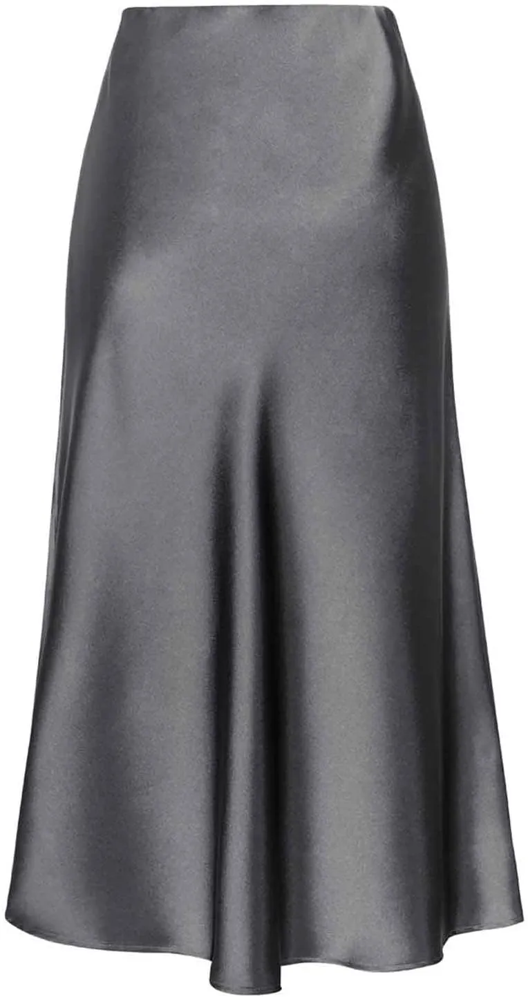 Women's High Waist Side Split Midi Skirt Elastic Waist Soft Sexy Solid Color Casual Dressy Elegant Skirt Fashion 2025